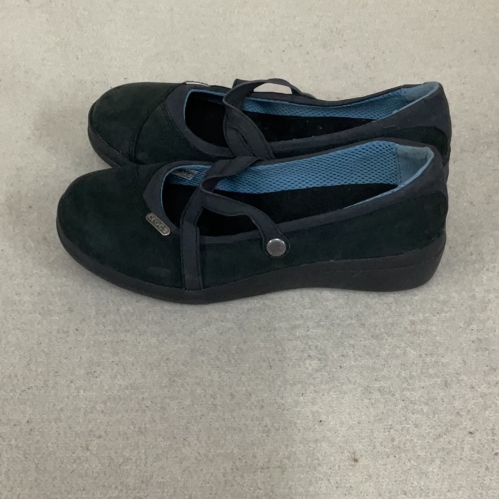 EUC woman’s CROCS slip on shoes with double strap across the top of foot